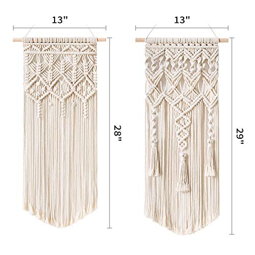 Mkono 2 Pcs Macrame Wall Hanging, Boho Woven Chic Tapestry Decor, Ivory - size: Medium