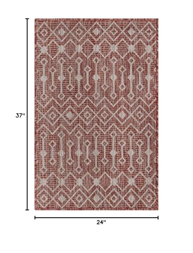 Unique Loom Outdoor Trellis Collection Area Rug - Tribal Trellis (2' x 3' 1" Rectangle Rust Red/Ivory) - color: Rust Red/Ivory, size: 2' x 3'1" (Rectangular)
