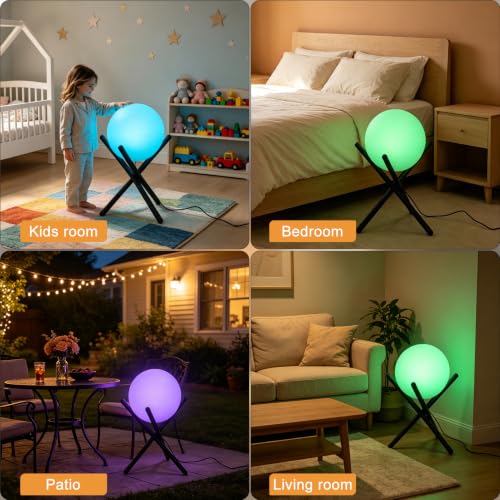 Lightdot 11.8-Inch Outdoor Globe Floor Lamp, 9W RGBCW & 3000K Warm White - color: 11.8''RGBCW