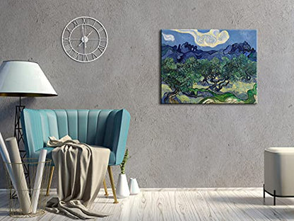 Wieco Art Canvas Prints Wall Art Olive Trees by Van Gogh Classic Abstract Oil Paintings Reproduction Artwork Gallery Wrapped Landscape Pictures for Living Room Bedroom Home Office Decor - size: 26"L x 20"W