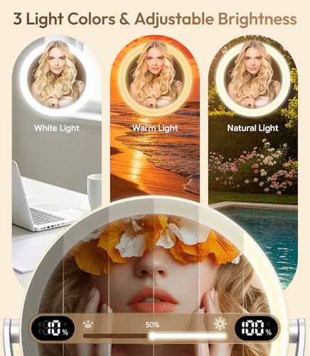 7" ABS Lighted Makeup Mirror with Lights, 20X Magnifying Mirror with Light - color: 7in-gray