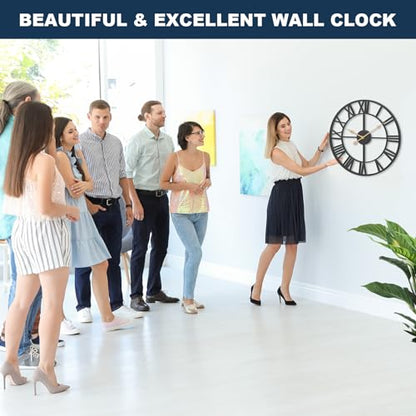Pytha Sight 20 Inch Metal Roman Numerals Large Wall Clocks for Living Room - color: Black Roman, size: 20 Inch