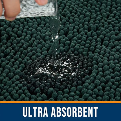 Chenille Bathroom Rug 24"x16" Extra Soft Absorbent Quick Dry Rugs, Green - color: Green, size: 1'4" x 2' (Rectangular)