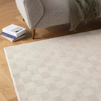 Revival Rugs Willow 7'x9' Area Rugs for Living Room Bedroom Dining Room - Washable, 100% Recycled, Oeko-TEX Certified, Modern, Medium Pile, Beige, Cream - size: 6'7" x 9' (Rectangular)