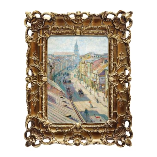 FOLKOR Framed Cityscape Wall Art for Home Office Decor, 5x7 Antique Gold Framed Nowy Swiat Street Art Prints, Changeable Photo Frame for Study, Travel Gift - color: Nowy Swiat Street, size: 5x7"