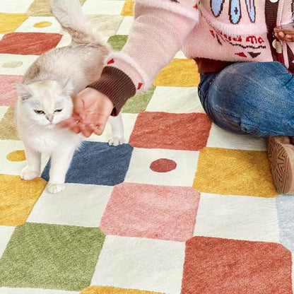 jinchan 2x5 Runner Rug Colorful Checkered Hallway Washable Kids Rug Playful - color: Diamond Circus, size: 2' x 5' (Rectangular)