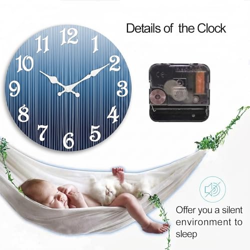 ArtSocket Round Wall Clock Silent Non-Ticking 8", Striped Blue - color: Cloud Rainbow Whimsical, size: 8in