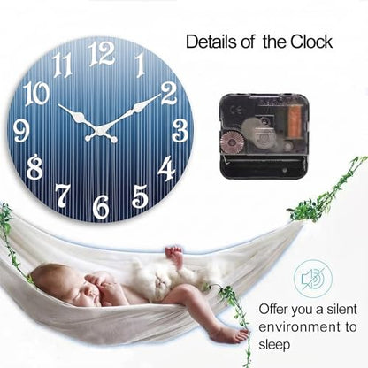 ArtSocket Round Wall Clock Silent Non-Ticking 8", Striped Blue - color: Cloud Rainbow Whimsical, size: 8in