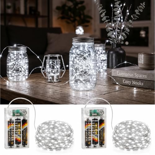 16FT 50LED Fairy Lights Battery Operated (Included), 2 Packs - color: White, size: 2 Pack - Batteries Included