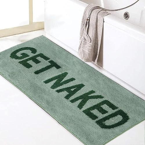 Zeeinx Get Naked Bath Mat Cute Bathroom Rugs Sage Green Bath Mat 18”x47” - color: Sage Green, size: 1'6" x 3'11" (Rectangular)