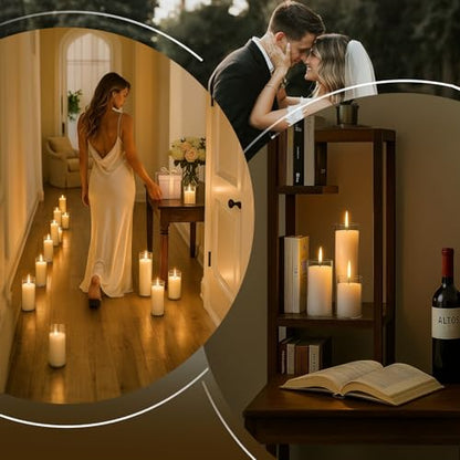 18 PCS Pillar White Candles in Glass,Hurricane Candles,Wedding Cylinder Candle,3 Different Lengths 2 x 3/6/8 Inch (6 Each),Creating an Atmosphere Suitable for Various Outdoor Activities. - size: 18