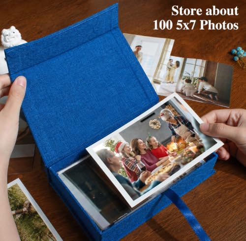Photo Storage Box 5x7, Keepsake Box - Blue - color: Navy Blue, size: 5"x7"