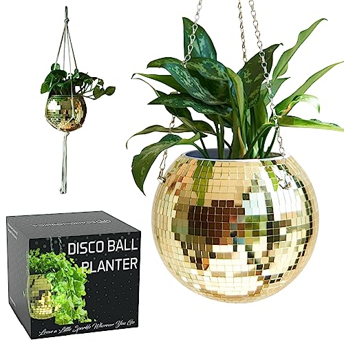 SCANDINORDICA Disco Ball Planter, Value Package, 10-inch Gold - size: 10" Gold