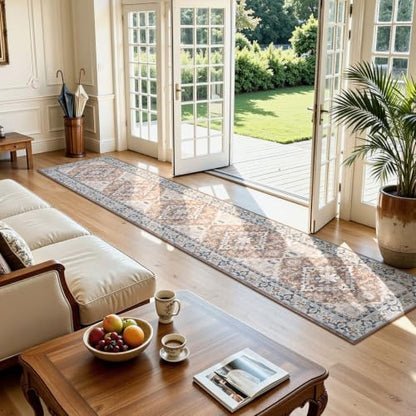 Lofus 2x10 Hallway Kitchen Washable Runner Rug, Entry Long Carpet Brown - color: Floral Brown, size: 2' x 10' (Runner)