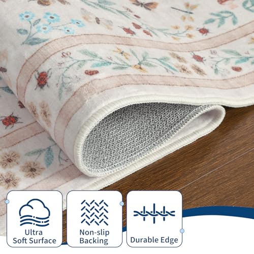 GarveeHome 9x12 Area Rugs for Bedroom Living Room Botanical Bug Carpet - color: Beige, size: 9' x 12' (Rectangular)