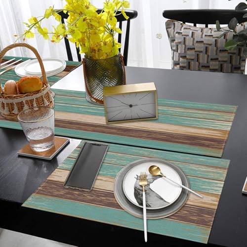 ArtSocket Table Runner and Placemats Set of 6, Farmhouse Teal - color: Farmhouse