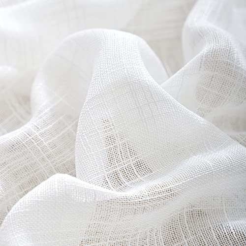 Treatmentex White Semi Sheer Curtains for Living Room Bedroom 52x63 Linen Textured Look - color: White - Rod Pocket, size: 52"W x 63"L (Pack of 2)