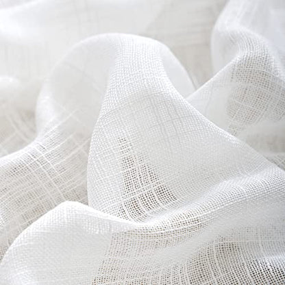 White Semi Sheer Curtains for Bedroom Living Room Linen Textured 52x63 2pcs - color: White - Grommet Top, size: 52"W x 63"L (Pack of 2)