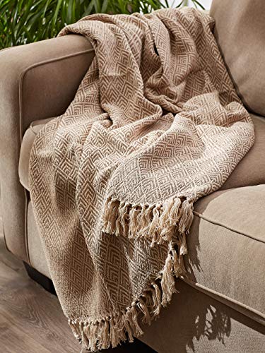 DII Diamond Throw Collection Cotton Woven, 50x60, Stone - color: Stone, size: 50x60"