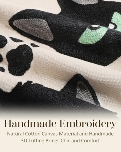 Embroidered Throw Pillow Cover 18x18 Inch, Cat Bone - color: Cat Bone, size: 18" x 18" (Pack of 1)