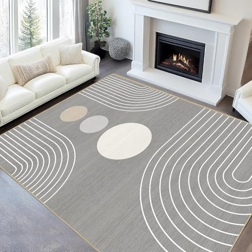 8x10 Boho Area Rug Living Room Modern Geometric Abstract Rug Washable Grey - color: Grey, size: 10' x 8' (Rectangular)