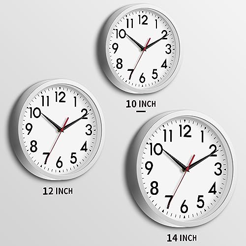 DAXSMY 10 Inch Wall Clock, Battery Operated Silent Non Ticking - color: B-silver, size: 10"