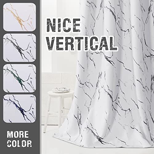 H.VERSAILTEX 100% Blackout Curtains 84 inch Length 2 Panels Set Marble Designs Printed Drapes Thermal Curtains for Bedroom with Black Liner Sound Proof Curtains, Grey - color: Marble- Grey, size: 52"W x 84"L (Pack of 2)