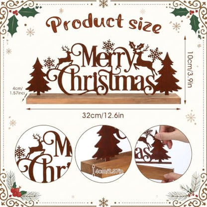 DoubleFill Merry Christmas Decorations for Home Office, Table Metal Sign - style: Merry Christmas