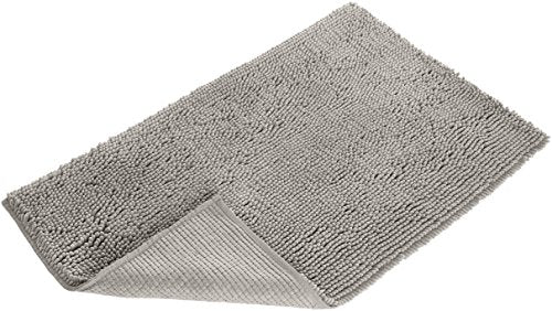Amazon Basics Platinum Bathroom Rug Mat, Ultra Absorbent Plush Shag, Non-Slip, Quick Drying, Machine Washable, 21" x 34" - color: Platinum, size: 1'9" x 2'10" (Rectangular)