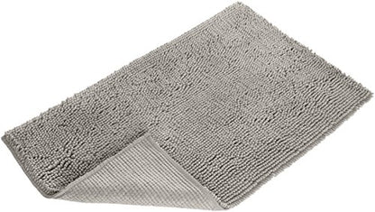 Amazon Basics Platinum Bathroom Rug Mat, Ultra Absorbent Plush Shag, Non-Slip, Quick Drying, Machine Washable, 21" x 34" - color: Platinum, size: 1'9" x 2'10" (Rectangular)