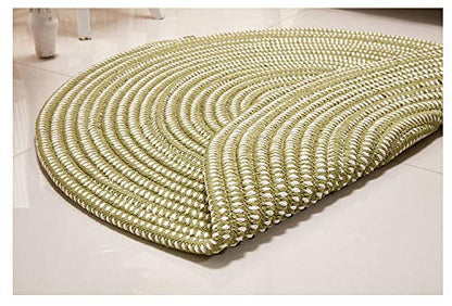Hand Woven Round Area Rugs Living Room Bedroom Study Computer Chair Cushion Base Mat Round Carpet Lifts Basket Swivel Chair Pad Coffee Table Rug(2' Round, Green) - color: Green, size: 2' Round