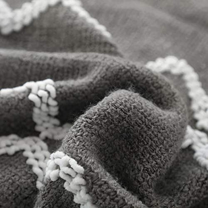 BOURINA Knitted Throw Blanket Boho Chenille Outdoor Blanket,Grey 60x80Inch - color: A-grey, size: 60"×80"