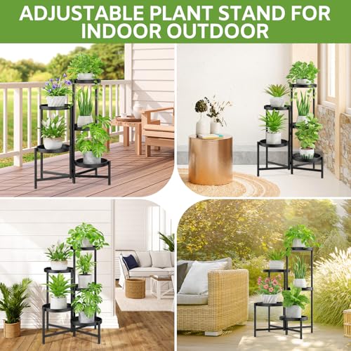 iDavosic.ly 5 Tier Large Plant Stand Indoor Outdoor, 10 In Wide Tray, Black - color: Black, size: 5 Tiers