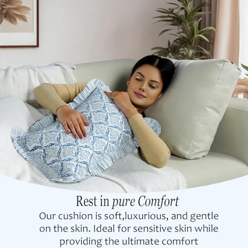 CPC Indigo Regal Block Print Ruffle Sham Pillow Cover 12x20 Inch, Pack of 1 - color: Indigo Regal, size: 20" x 12" (Pack of 1)