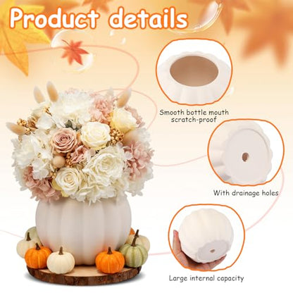Meanplan 12 Pcs 5.5" DIY Ceramic Pumpkin Vase for Centerpiece Fake White