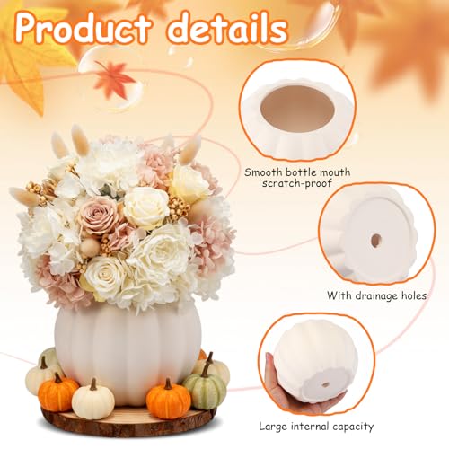 Meanplan 12 Pcs 5.5" DIY Ceramic Pumpkin Vase for Centerpiece Fake White