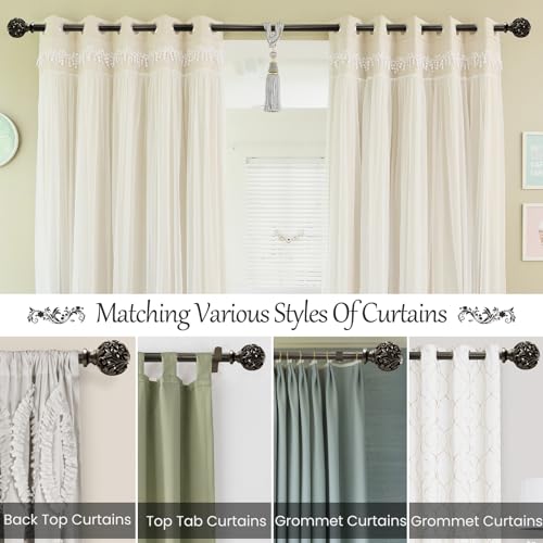 Ycolnaefllr Carved Leaf Curtain Rod, Bronze, Adjustable 18-64" - color: Bronze, size: 18-64"