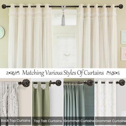 Ycolnaefllr Carved Leaf Curtain Rod, Bronze, Adjustable 18-64" - color: Bronze, size: 18-64"