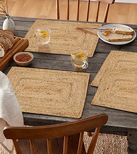 Ramanta Home Jute Braided Placemats Set of 4 13x19 Inches - Natural - size: 13x19 Inches