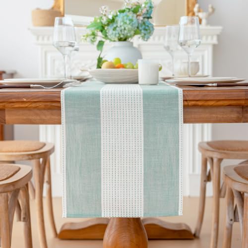 Line Macrame Table Runner, Aqua Blue Table Runners 48 Inches Long - color: Aqua Blue, size: 13"x48