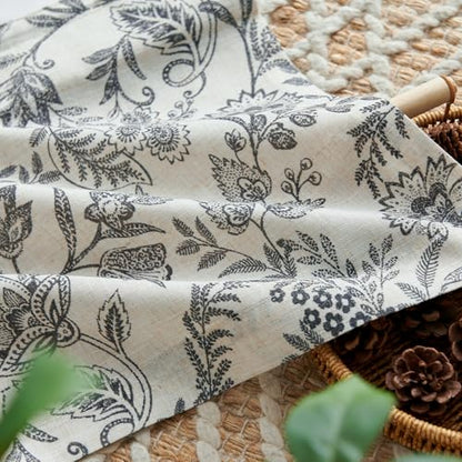 jinchan Linen Valance Curtain Farmhouse 16 Inch 1 Panel Black on Beige - color: Forest | Black, size: 50"W x 16"L (Pack of 1)