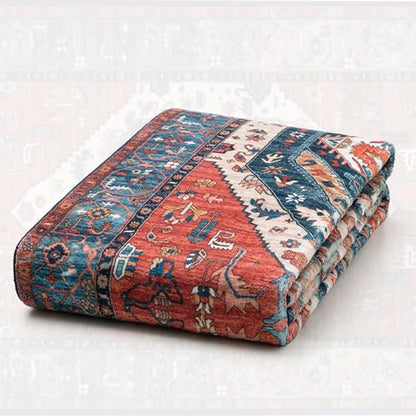 SERISSA 4x6 Washable Non Slip Boho Area Rug for Bedroom，Rust - color: Rust/Multi, size: 4' x 6' (Rectangular)