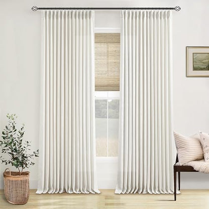 TWODRAPES Pinch Pleated Linen Curtains 105 Inches Long for Living Room - color: Natural, size: 40"W x 105"L (Pack of 2)