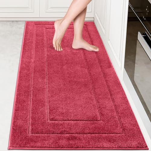 PURRUGS Kitchen Runner Rug, Kitchen Mat, 32" x 70", Burgundy Red - color: Burgundy Red, size: 32" X 70"