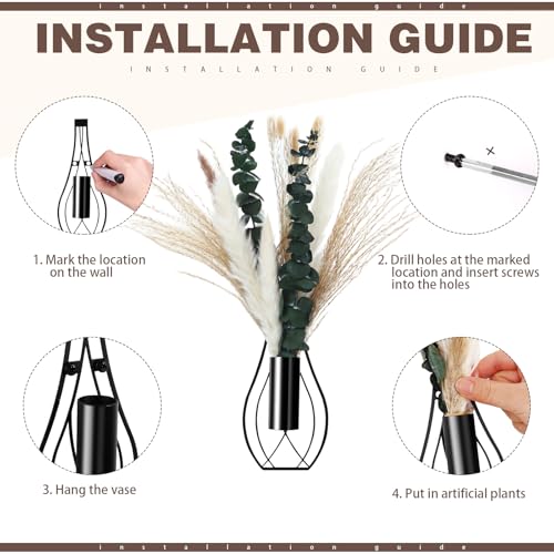 Otoolling Boho Wall Decor Set of 2, Black, Pampas,Eucalyptus - color: Black, style: Pampas,Eucalyptus