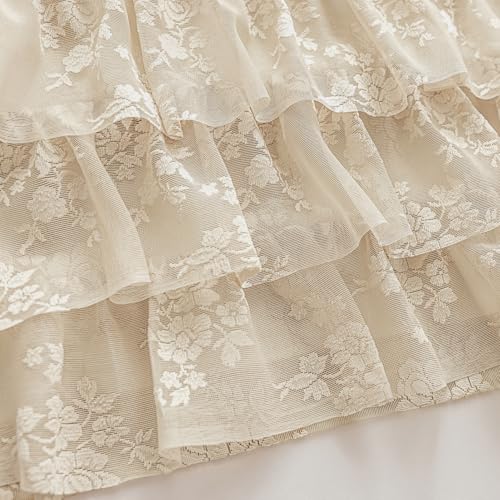 Kotile Beige Lace Ruffle Valance for Windows W52 x L18 Inch, 1 Panel - color: Beige - Ruffle Lace