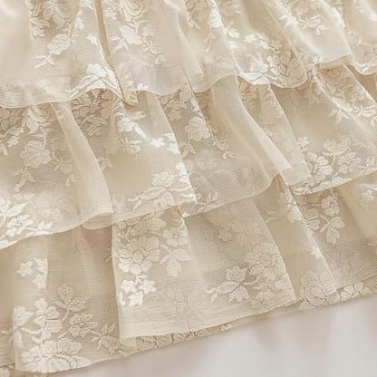 Kotile Beige Lace Ruffle Valance for Windows W52 x L18 Inch, 1 Panel - color: Beige - Ruffle Lace