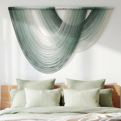 Tempospark Large Macrame Wall Hanging, 59x39 Inch Boho Wall Hanging, Macrame Wall Art Hand-dyed Ombre Design for Bedroom Living Room Apartments Entryways, or Above Bed - color: Sage Green