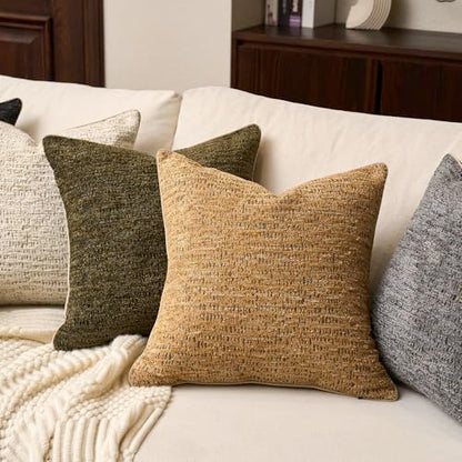 Yangest Chenille Pillow Cover 12 x 20 Inches, Thick Textured Rectangle Throw Pillow Cover Farmhouse Modern Soft Accent Couch Neutral Pillow Cover for Living Room Bedroom, Yellow - color: Yellow, size: 20" x 12" (Pack of 1)