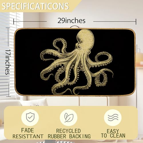Octopus Door Mat, Non-Slip Low Profile Front Door Welcome Mats Indoor Entrance 30x17 Inch, Summer Entryway Rug for Home - color: White Octopus